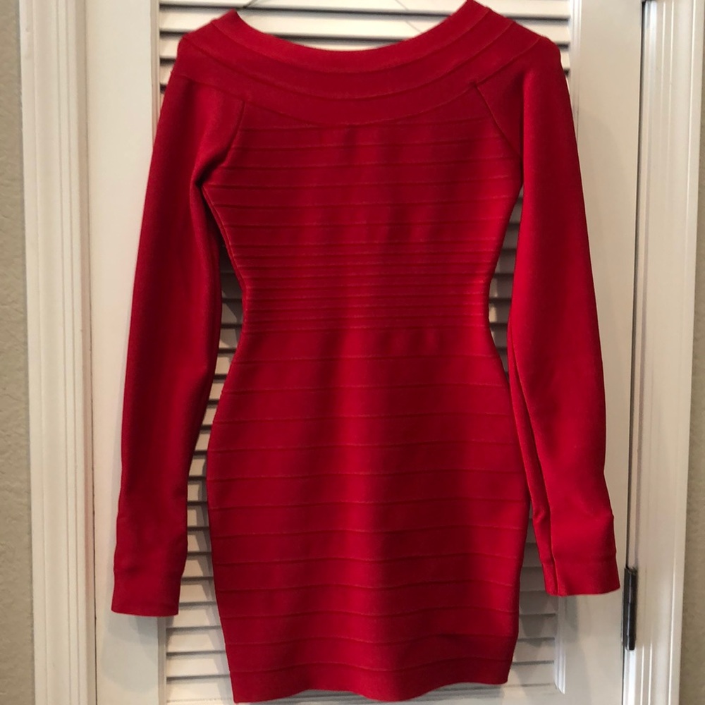 Stretta long sleeve bandage dress